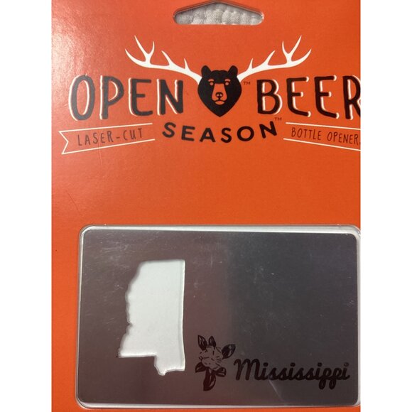 Laser-Cut Wallet Bottle Opener*Mississippi Silhouette*Stainless Steel*USA*NIP - Picture 2 of 3
